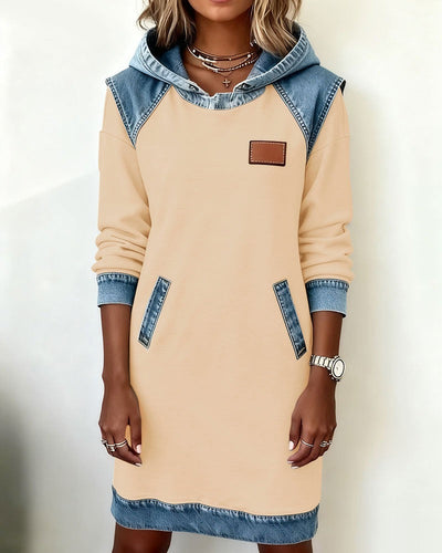 Nele™ | Hoodie-Kleid mit Denim-Einsätzen