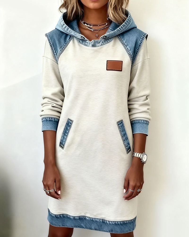 Nele™ | Hoodie-Kleid mit Denim-Einsätzen