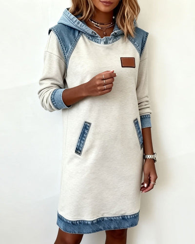 Nele™ | Hoodie-Kleid mit Denim-Einsätzen