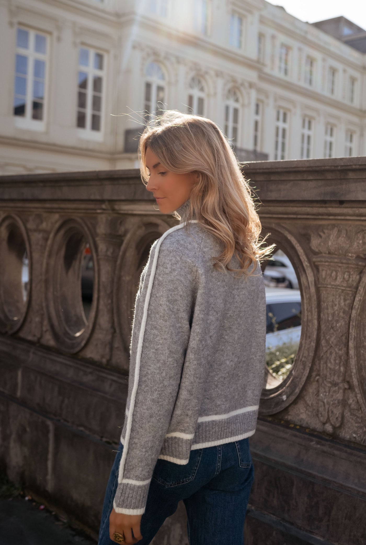 Amelie™ | Grauer Strickpullover